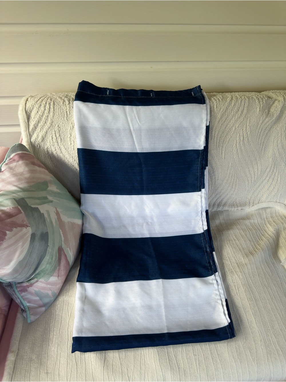 Navy and White Wide Stripe Shower Curtain